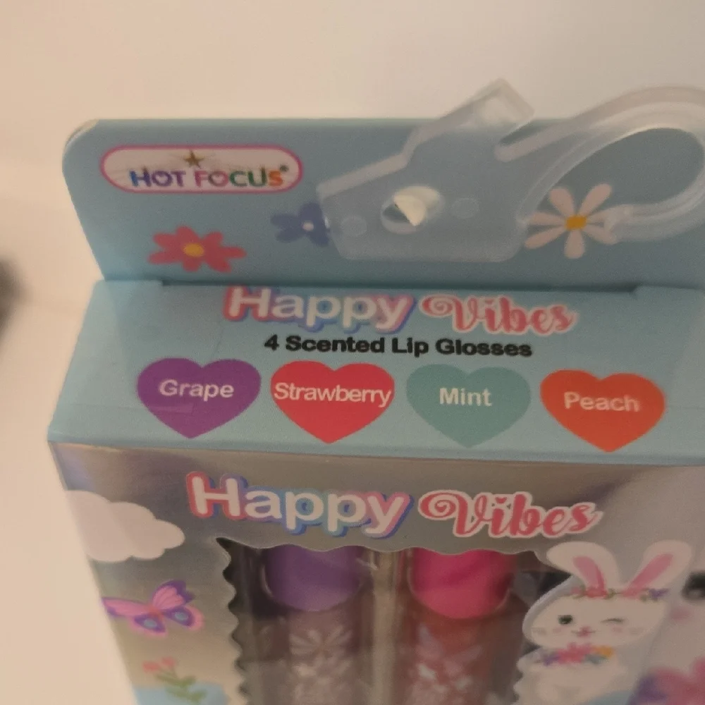 Happy Vibes Kids Lip Gloss Set - 4 Multicolor New